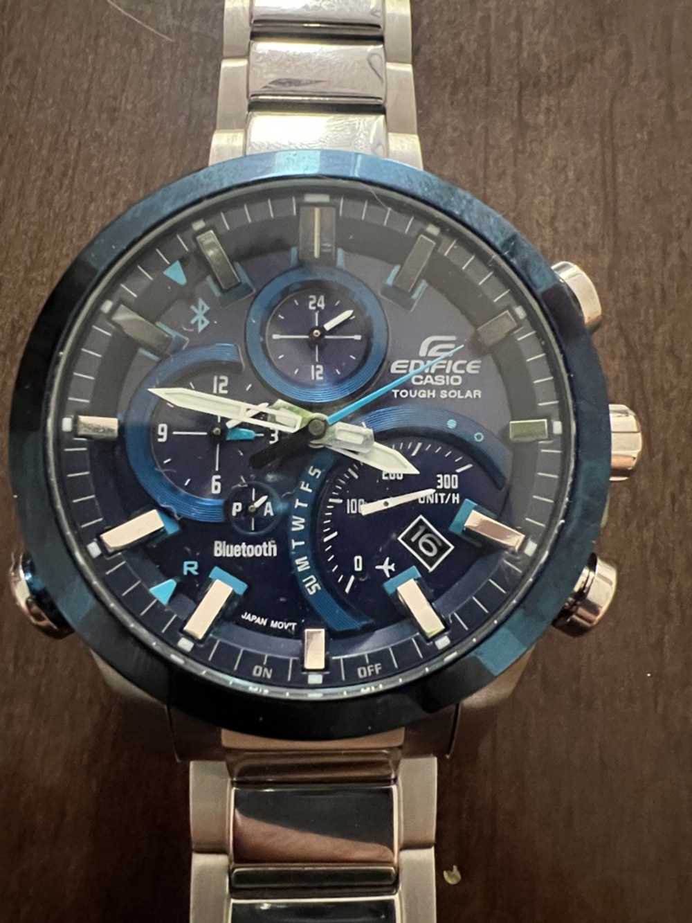 MEN’S Casio Edifice Blue and Silver Chronograph Bracelet Watch - Picture 3 of 5